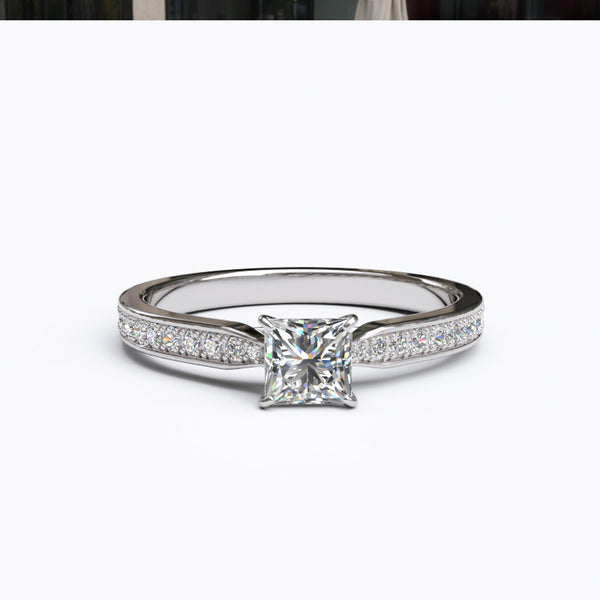 Solitaire Gold Engagement with 0.5ct Princess Cut Diamond - 01SG07